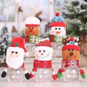 Tarro de plástico para dulces, bolsas de regalo pequeñas con tema navideño, caja de dulces artesanal, decoración de fiesta en casa