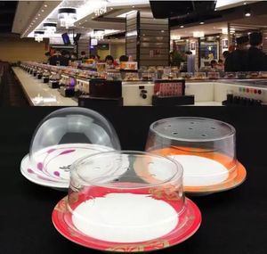 Tapa de plástico para plato de Sushi, herramienta de cocina, cinta transportadora de Buffet, plato de pastel transparente reutilizable, cubierta de comida, accesorios de restaurante SN156