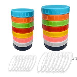 Plastique Mason Jar Couvertures Scellées Silicone Wider Outils de cuisine Standard and Wide Wide Bouche 70mm / 86mm Accepet LLF12506