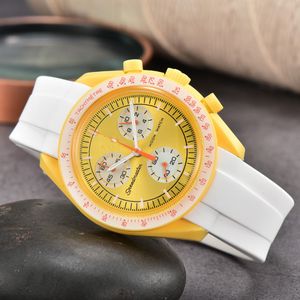 Plastic Moon Relojes para hombre Función completa Quarz Cronógrafo Reloj Misión a Mercury 42 mm Reloj de lujo Edición Maestro Relojes de pulsera correas de caucho o2