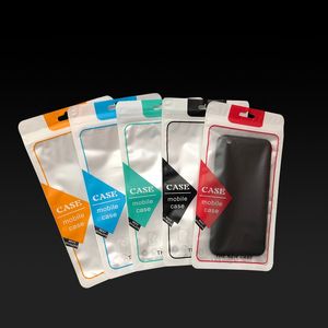 Sac d'emballage en plastique pour tous les étuis de téléphone portable, sacs d'emballage d'affichage 12x21cm, transparent, noir mat, bleu, fermeture éclair, sacs de vente au détail pour étui Iphone 14