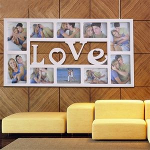 Cadre Po en plastique 10 emplacements photo avec lettres majuscules d'amour pour la décoration murale 74x38cm Y200407