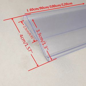 Bandes de données d'étagère en plastique PVC, Type S N sur mécanisme, afficheur de prix, porte-carte d'étiquette pour support en verre de magasin