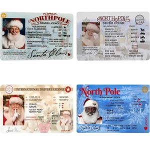 Tarjeta de identificación de Papá Noel de plástico Novedad Licencia de vuelo de trineo perdido Regalo de relleno de caja de Nochebuena Licencia de conducir de Papá Noel i0721