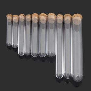 Bouteille de Tube à essai en plastique avec fond plat en liège laboratoire Transparent vide thé parfumé boisson Tubes de stockage de bonbons