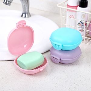 Caja de jabón de viaje de plástico con tapa Jabones de macarrones de baño portátiles Cajas de plato Caja de soporte 5 colores