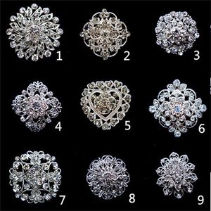 Tone argenté plaqué Hingestone Crystal Brooch Flower Girls 'Fashion Fashion Wedding Bridal Bouquet Bouquet Broches