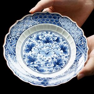 Assiettes 6 Pouces Assiette Japonaise En Céramique Dîner Maison Vaisselle Vintage Peint À La Main Fleur Plat Bleu Et Blanc Porcelaine Plats Plateau