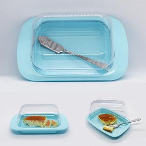 Platos, caja de mantequilla, sellado con tapa de madera, cuchillo, plato, herramienta de cerámica, bandeja de almacenamiento de queso, contenedor de platos para restaurante y cocina