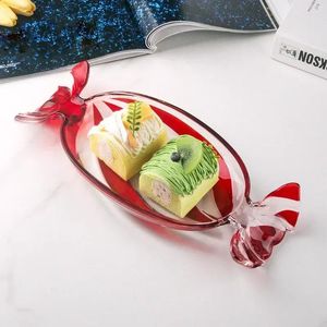 Platos con forma de caramelo, bandeja gruesa para fruta, aperitivos, cristal decorativo, Navidad, servicio en casa, vajilla para fiesta, plato de postre