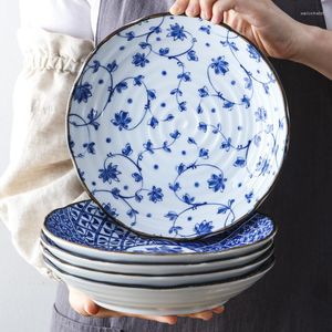 Assiettes Céramique Service De Table En Vrac Porcelaine Bleu Et Blanc Vide-poche Vaisselle Cuisine Plateau Décoratif