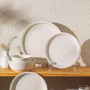 Assiettes en céramique plat dîner four à micro-ondes et lave-vaisselle résistant aux rayures moderne vaisselle cuisine porcelaine service