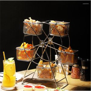 Plates Ferris Wheel Rotating Snack Rack French Fries Chicken Nuggets Basket Gourmet Box Bar KTV Dim Sum Display Stand