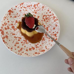 Assiettes INS Retro Splash Ink Ceramic Dessert Plate décorative steak Western Meal Dish Home Kitchen for