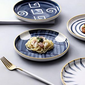 Assiettes Assiette En Céramique Japonaise Porcelaine Vaisselle Ensembles Sushi Salade De Fruits Dessert Décoratif Plateaux De Service De Noël
