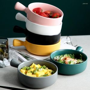 Assiettes poignée nordique assiette en céramique cuisson avec petit déjeuner salade de fruits four ménager bol de riz cuit spécial