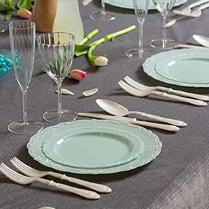 Assiettes jetables en plastique dur, assiettes roses en dentelle française, vaisselle, vaisselle, Steak, dîner, Dessert, fête, fournitures de cuisine