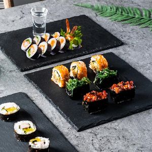 Assiettes Slate 20x20cm 2pc Stone Natural Black Cutting Board Chise Charcuterie Boards For Cheesesushi Mat