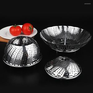 Platos de acero inoxidable, utensilios de cocina y utensilios para cocinar al vapor, verduras, cocina, cesta de frutas, estante de malla