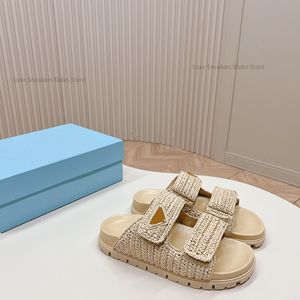 Plate-forme tressée Raffia Raffia Summer Slippers Slice Open Toe Holiday Sandales Outdoor Signature Casual Signature Chaussures Chaussures de concepteur de luxe pour femmes