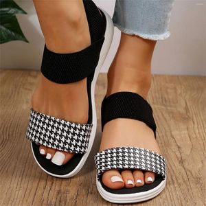 Plataforma Damas Fashion Stripe Summer Women for Sandals Colored Round Toe Open Flat informal 898