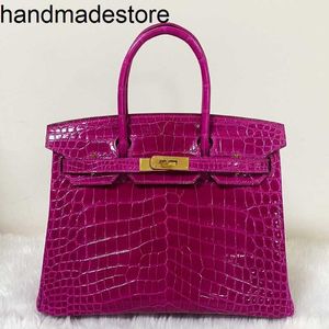 Platinum Arabian Night Handbag Crocodile Purple Crocodile Bright 30 Backle Woman's Sac à main cousus 25 Sac à main