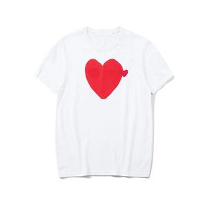 Play Designer T-shirts pour hommes White Eyes Big Red Peach Heart Print Shirt Loose Fashion Blouse Quality Short Sleeves yh