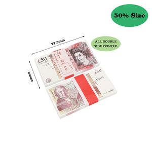 Juguete divertido papel impreso dinero juguetes libras esterlinas GBP británico 10 20 50 conmemorativo para niños regalos de Navidad o película de vídeo