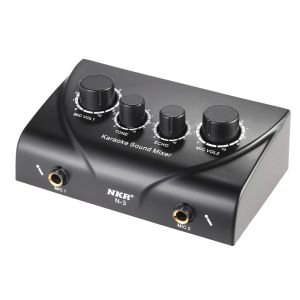 Player ABGN HOTN3 Entradas de micrófono dual portátiles Mezclador de sonido de audio para amplificador micrófono karaoke ok mezclador negro enchufe para compañía