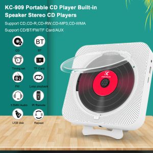 Lecteur KC909 Portable CD Player Breetin haut-parleur Stéréo Players avec double casque 3,5 mm Jack Music Player avec télécommande C D