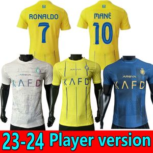 Version du joueur Al Nassr FC Soccer Jerseys Ronaldo Mane 2023 Accueil jaune à l'extérieur 23 24 CR7 Gonzalo Talisca Ghislain Vincent Aboubakar hommes Football Shiirt Al-Nassr FC TOPS