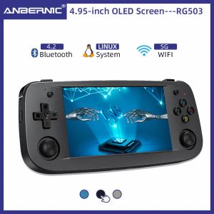 Joueurs Anbernic RG503 Rétro Console de jeu vidéo portable 4,95 pouces Écran OLED Système Linux Lecteur de jeu portable RK3566 Bluetooth 5G WIF
