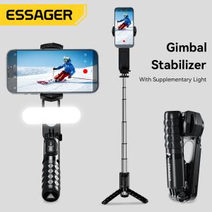 Joueurs Essager Q09 Handheld Gimbal Wireless Bluetooth LED Stick Stick Gimbal Stabilising Stabizer pour iPhone Phone portable Smartphone Gimble