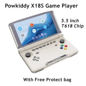 Players Powkiddy X18S Flip Handheld Game Console T618 Chip 5,5 pouces écran tactile avec WiFi BT Wireless Retro Video Player Player Media Box