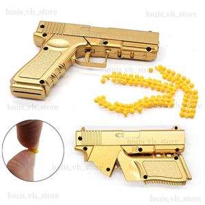 Bolso juguetón pistola de juguete caliente nueva ldren plegable spray de pistola de bala suave 6 mm de bala suave mini modelo de bolsillo pistola de juguete ND12 T230816