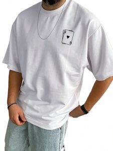 Carte à jouer Spades A Imprimer Mens Cott T-shirts All-Math Fi Manches courtes Respirant Oversize O-Cou Tops Homme Tee Vêtements T4de #