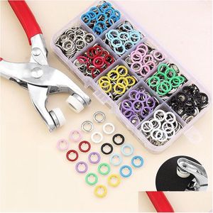 Pinces 100pcs boutons-pression en métal avec kit d'outils de presse de fixation pour vêtements sacs à dos combinaisons de bébé couture et artisanat bricolage Dr Dh0Jb