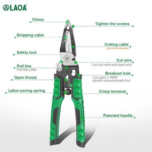 Pliers LA320919 LAOA 9 in 1 Electrician Pliers Wire Cable Cutters Terminal Crimping Universal Wire Cutter 230620
