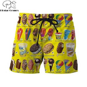 PLstar Cosmos marque vêtements été Harajuku hommes Shorts décontracté és nourriture crème glacée/macaron impression 3D unisexe Cool 210714