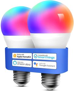 Branche Meross WiFi Smart Light Bulb E27 / E26 / B22 Base LED Éclairage en salle Indoor Support Homekit Siri Alexa Google Assistant SmartThings 2Pack