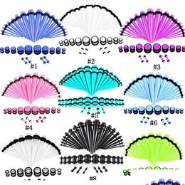 Plugs Tunnels 36 Unids / lote Acrílico Ear Gauge Taper y Plug Kits de estiramiento Color mezclado Expansión de carne Body Piercing Joyería Regalo X5 Otsjp