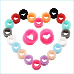 Plugs Tunnels Soft Silica Ear Tunnel Hollow Heart Plugs 6- 16Mm Body Jewelry Jauges Sile Mix Colors Drop Delivery 2021 Sexyhanz Dhtux