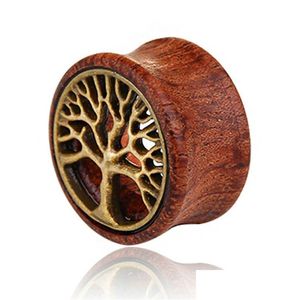 Bouchons Tunnels Mise à jour Arbre de vie Oreilles en bois Jauges Tunnels de chair Bouchons Extenseur Civière Oreille Piercing Bijoux Pour Hommes Drop Livrer Dhtqj