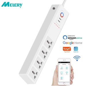 Plugs Tuya WiFi Smart Power Strip Universal Outlets Pild Protecteur de surtension de commande vocale à distance USB Alexa Google Home