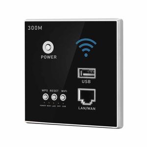 Plugs WiFi Router 300 Mbps 220V Power AP Relay Smart 2,4 GHz Extension de répéteur sans fil dans les routeurs muraux Panneaux intégrés Socket USB RJ45