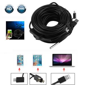 Accesorios de plomada 20M Cable de cámara de endoscopio de coche portátil 5,5mm vídeo USB con 720P HD impermeable para herramienta de inspección de tuberías 230422