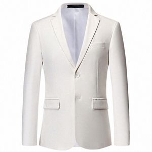 Plus la taille 6XL 5XL couleur unie blanc vestes formelles deux Bitts Lg manches coréen hommes costume vestes tenue de bureau mariage blazer R2kU #