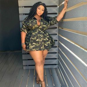 Robes grande taille Vêtements d'automne pour femmes Robes grande taille Party Sexy Mini Dress avec Lace Up Ladies Elegant Camo Dress Drop Wholesale 230726