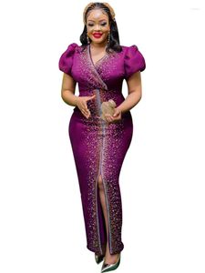 Grande taille robes Robe longue femmes avec diamant manches bouffantes Empire Robe été mode élégant Sexy fête Maxi Vestido