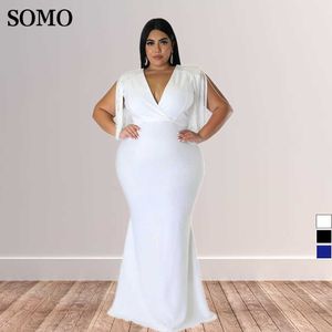 Robes grande taille Sexy col en v profond Patchwork gland longueur de plancher femmes soirée solide Maxi longue robe en gros livraison directe 230307